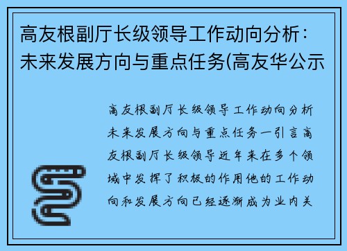 高友根副厅长级领导工作动向分析：未来发展方向与重点任务(高友华公示)
